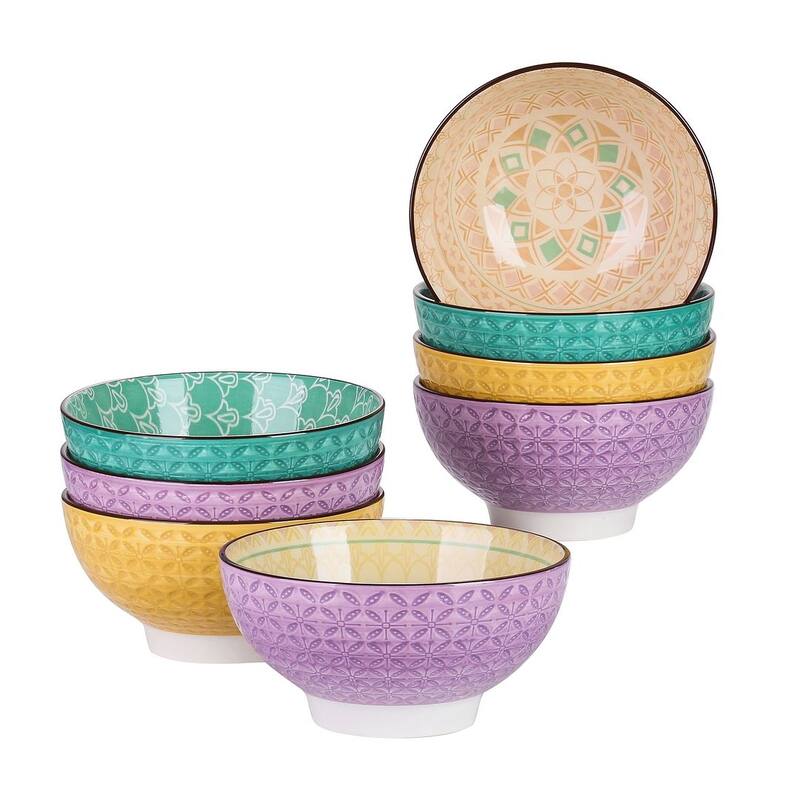 vancasso Macaron Porcelain 23Oz. Oriental Cereal Bowls Set