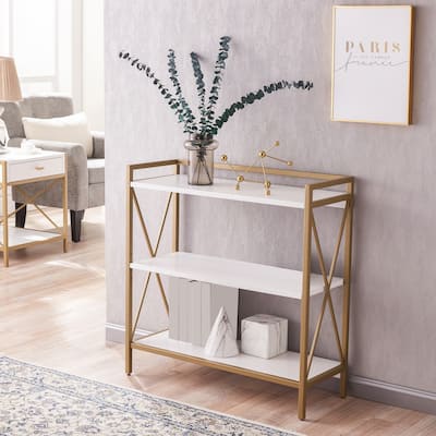 Leick Home Claudette Mixed Metal and Wood Bookshelf