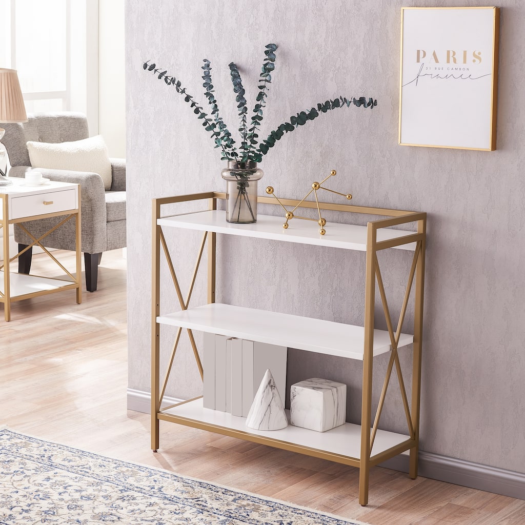 Leick Home Claudette Mixed Metal and Wood Bookshelf