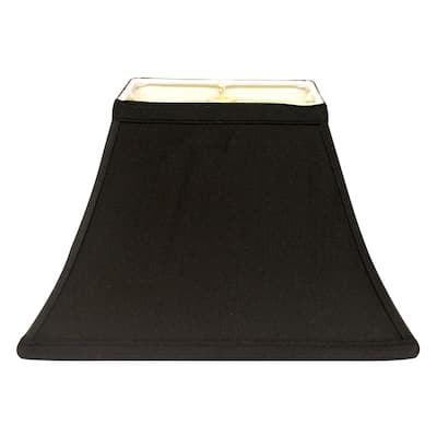 16" Black with White Lining Rectangle Bell Shantung Lampshade - 16''x16''x9''