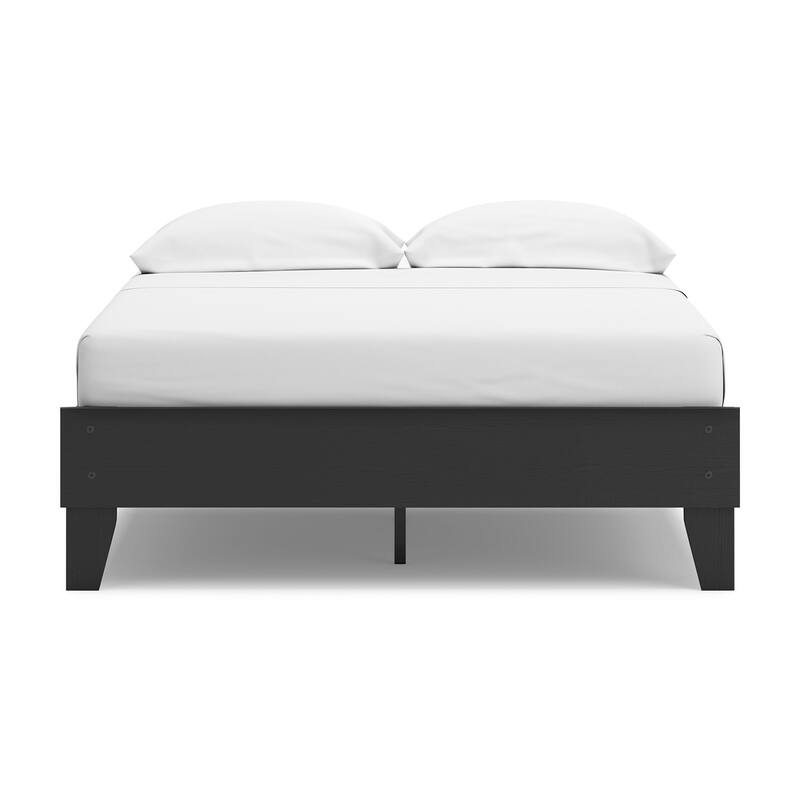 Alli Full Size Platform Bed, Matte Black Wood Frame with Laminate