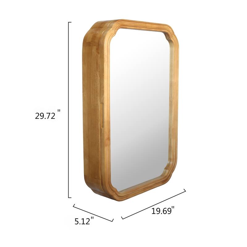 Wood Framed Functional Wall Mirror with Cabinet and Adjustable Shelves