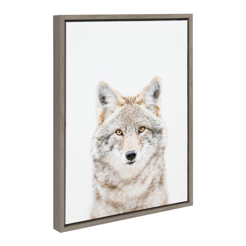 Kate and Laurel Sylvie Wolf Portrait Framed Canvas by Amy Peterson Art Studio - 18x24 - Grey