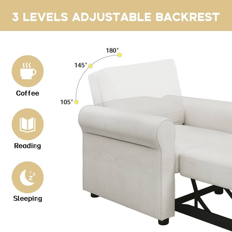 3-in-1 Adjustable Sleeper Sofa Bed, Pull Out Sofa Chair, Convertible Folding Bed for Living Room