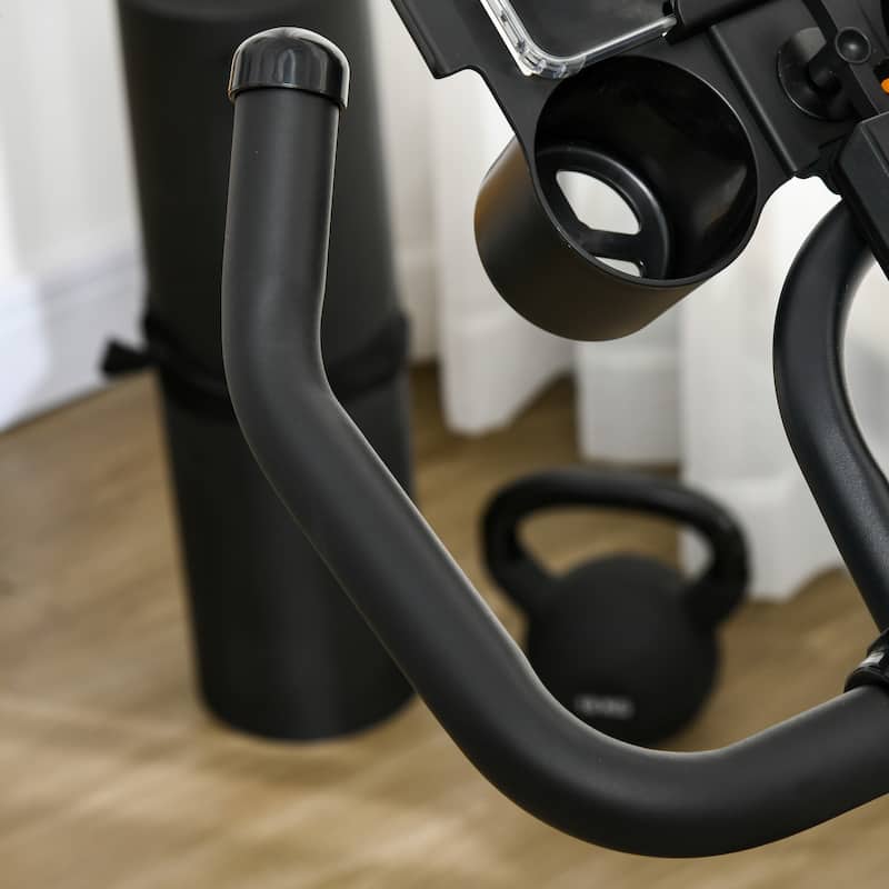 Soozier Exercise Bike, Flywheel Indoor Stationary Bike, Adjustable Height and Resistance, with LCD Monitor, 264 lbs. Black&Red