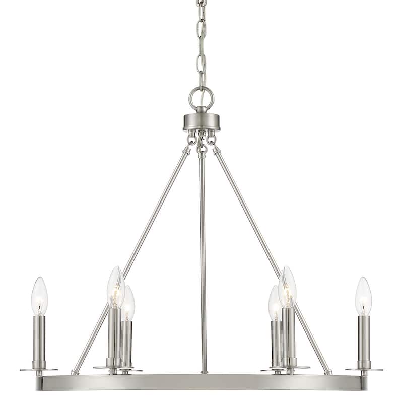 Meridian M10093 6 Light 26" Wide Taper Candle Style Chandelier - Brushed Nickel