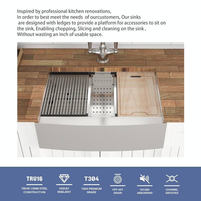 Farmhouse 18-Gauge Stainless Steel Apron Front Kitchen Sink