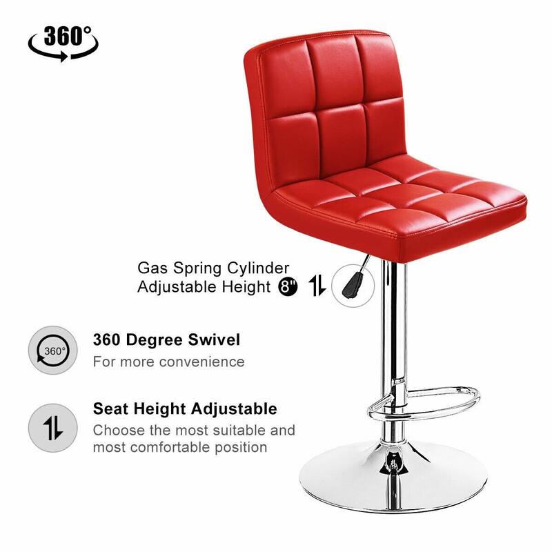 Set of 2 PU Leather Swivel Bar Stools Pub Chairs