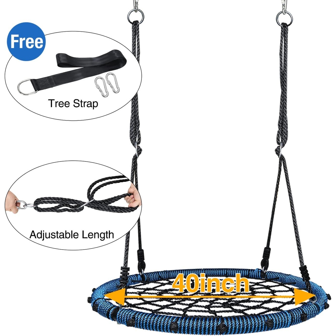 750lbs 40undefined Spider Web Saucer Tree Swing for Kids