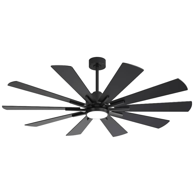 62"/72" Reversible 10-Blade Large LED Ceiling Fan with Light and Remote