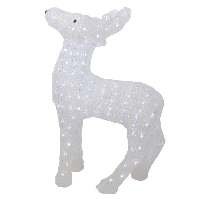 LED Lighted Commercial Grade Acrylic Reindeer Christmas Display Decor - 23" - Pure White Lights