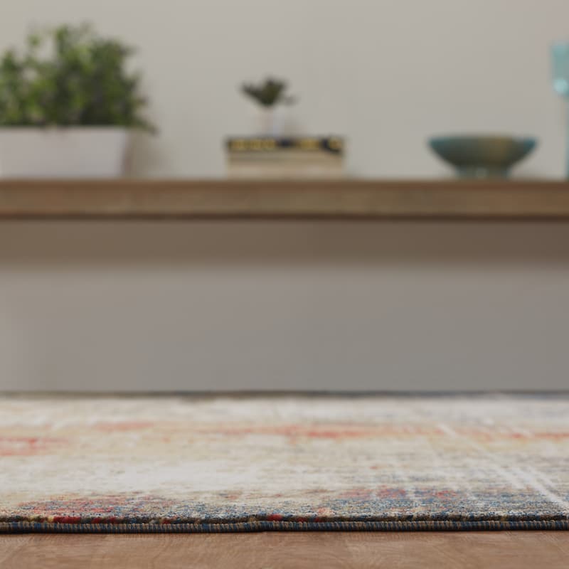 Porch & Den Hollis Distressed Sunset / Denim Abstract Area Rug