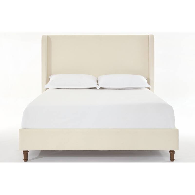 Elegant Upholstered Bed with Wingbacks and No Box Spring for Relaxing