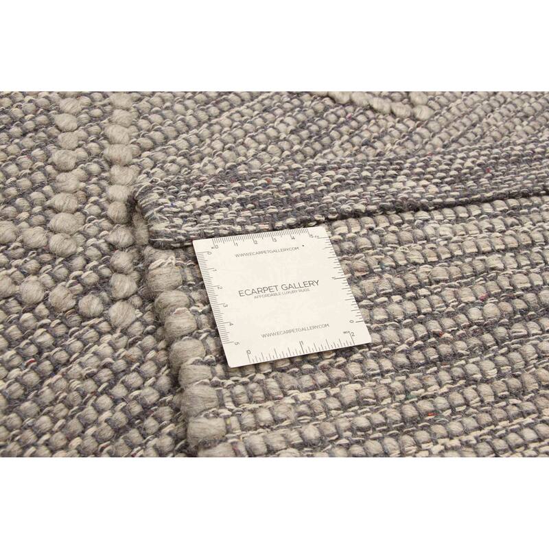 ECARPETGALLERY Braid weave Sienna Grey Wool Rug - 6'1 x 8'8