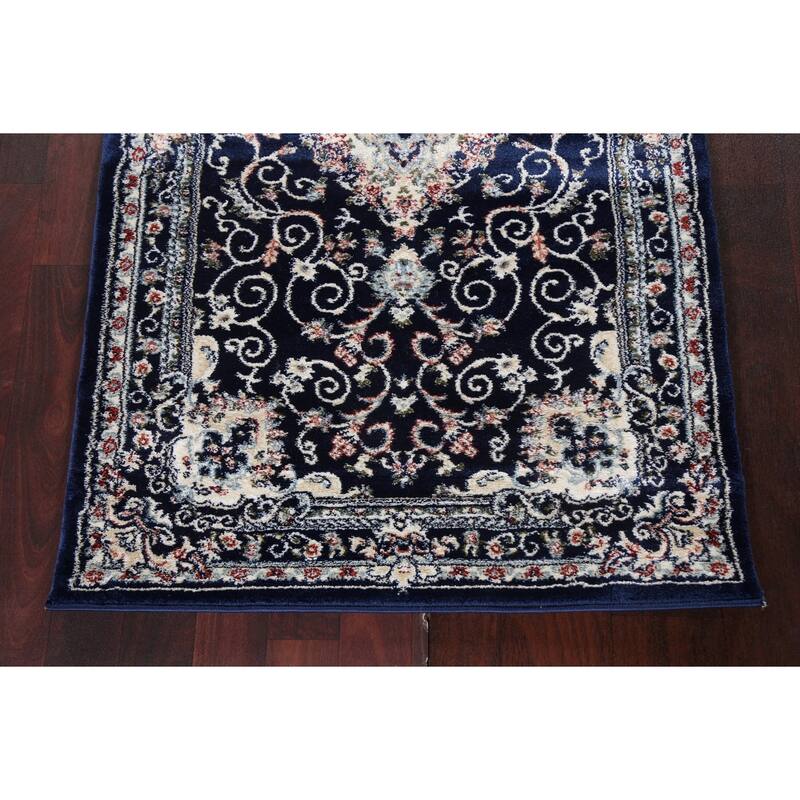 Blue Floral Medallion Transitional Turkish Rug Oriental Carpet