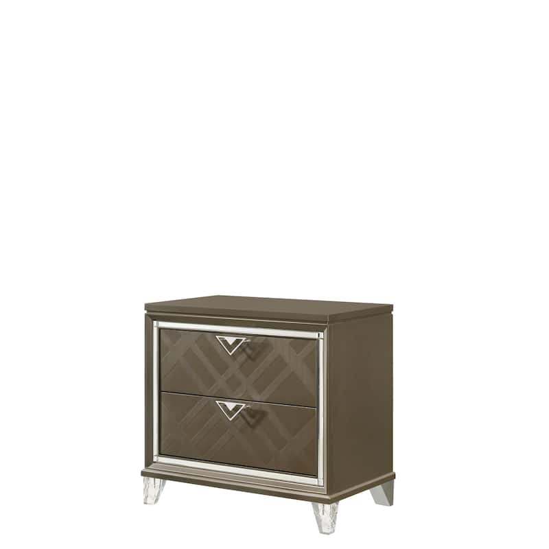 Nightstand with Drawers, Modern Bedside Table, Dark Wood Finish, Bedroom Storage Furniture