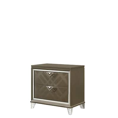 Nightstand with Drawers, Modern Bedside Table, Dark Wood Finish, Bedroom Storage Furniture