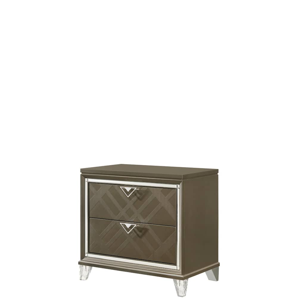 Nightstand with Drawers, Modern Bedside Table, Dark Wood Finish, Bedroom Storage Furniture