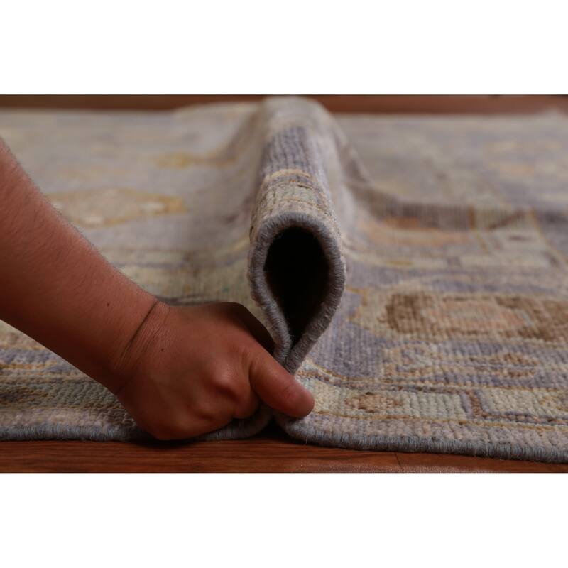 Hand Knotted Oriental 100% Wool Carpet Transitional All-Over Greys & Charcoal Oushak Area Rug - 10' 7'' X 7' 11''