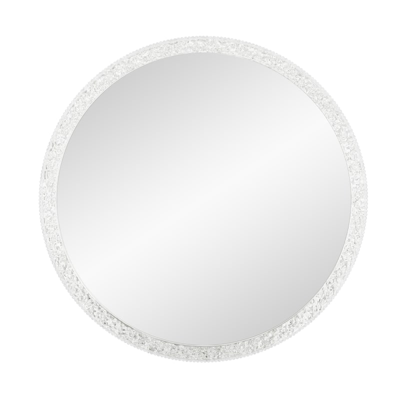 Smart Round Bathroom Mirror with LED Ring Light, Touchscreen, Anti-Fog, and Dimmable Brightness