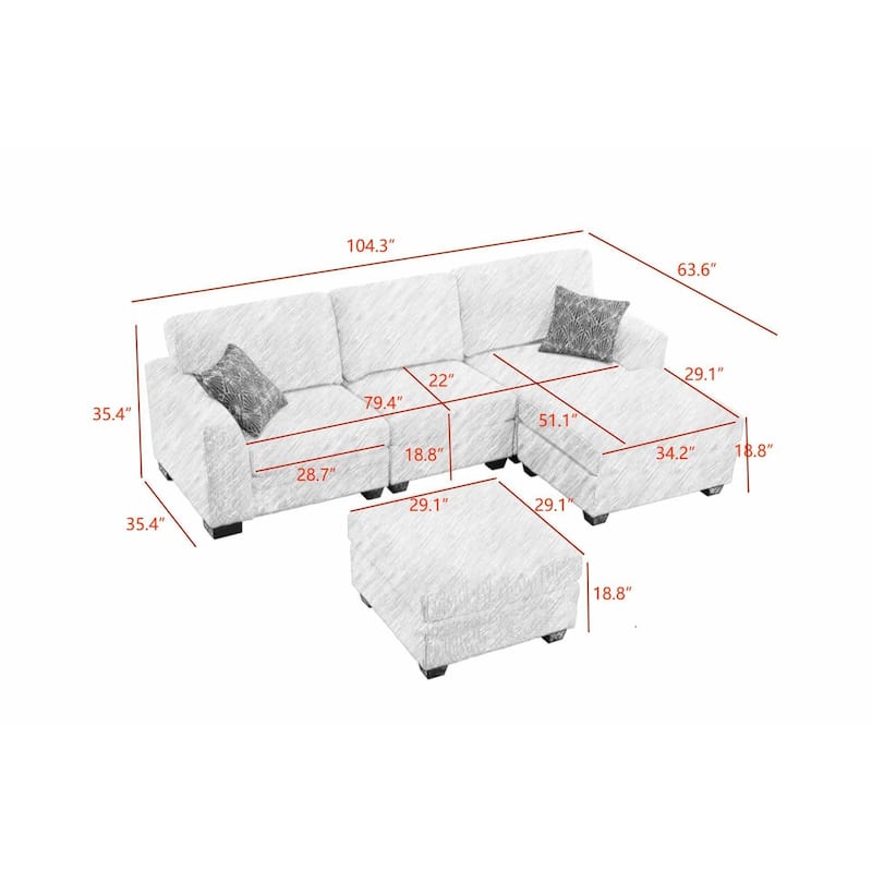 5 PCS Corduroy Flexible Combination Sectional Sofa Couch