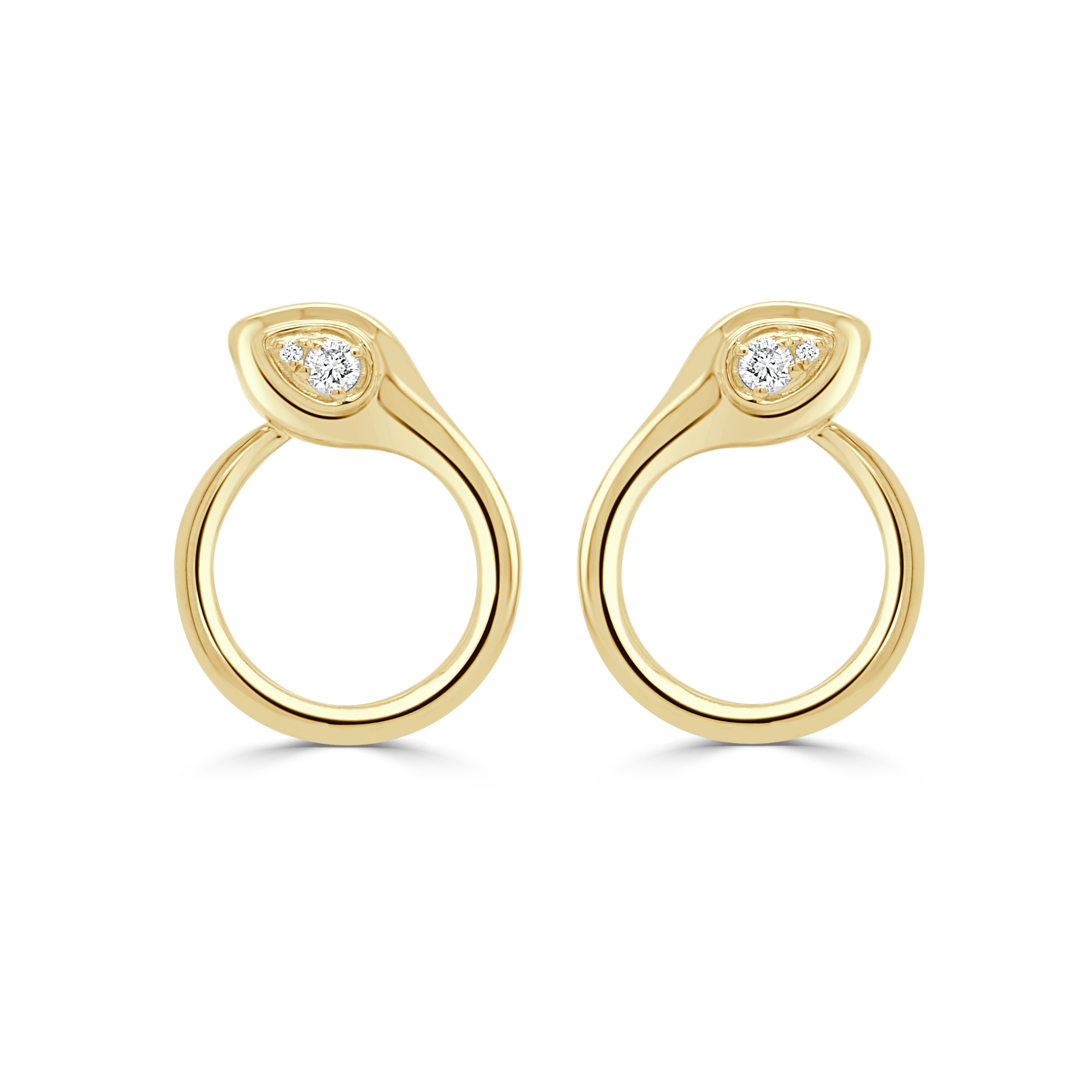 Joelle Collection 14K Yellow Gold Snake Diamond Earrings