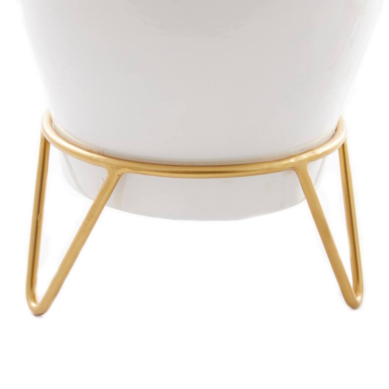 White Metal Planter with Removable Stand (Set of 2) - Blue, Pink, Black or White
