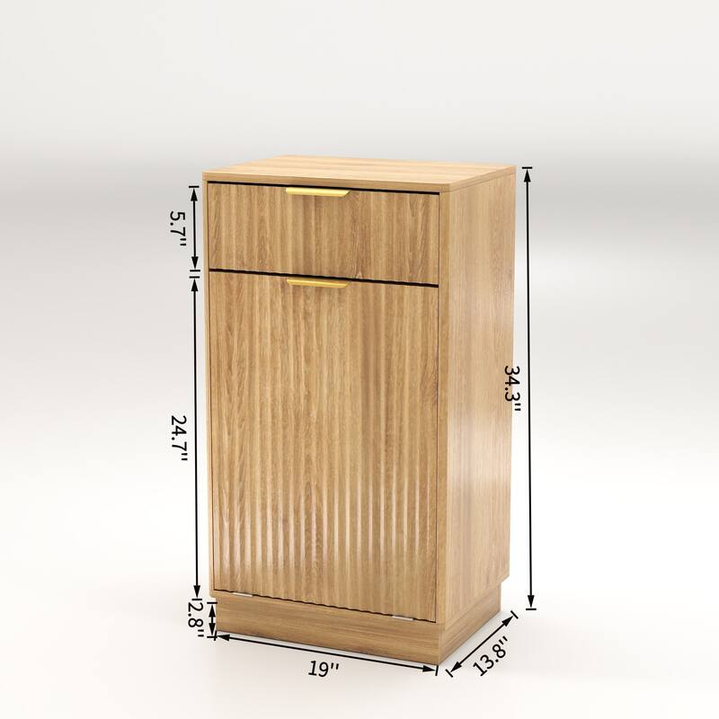 GDFStudio - Harper 13-Gallon Woodgrain Tilt-Out Cabinet with Textured Drawer & Hidden Waste Bin - 10-Gallon