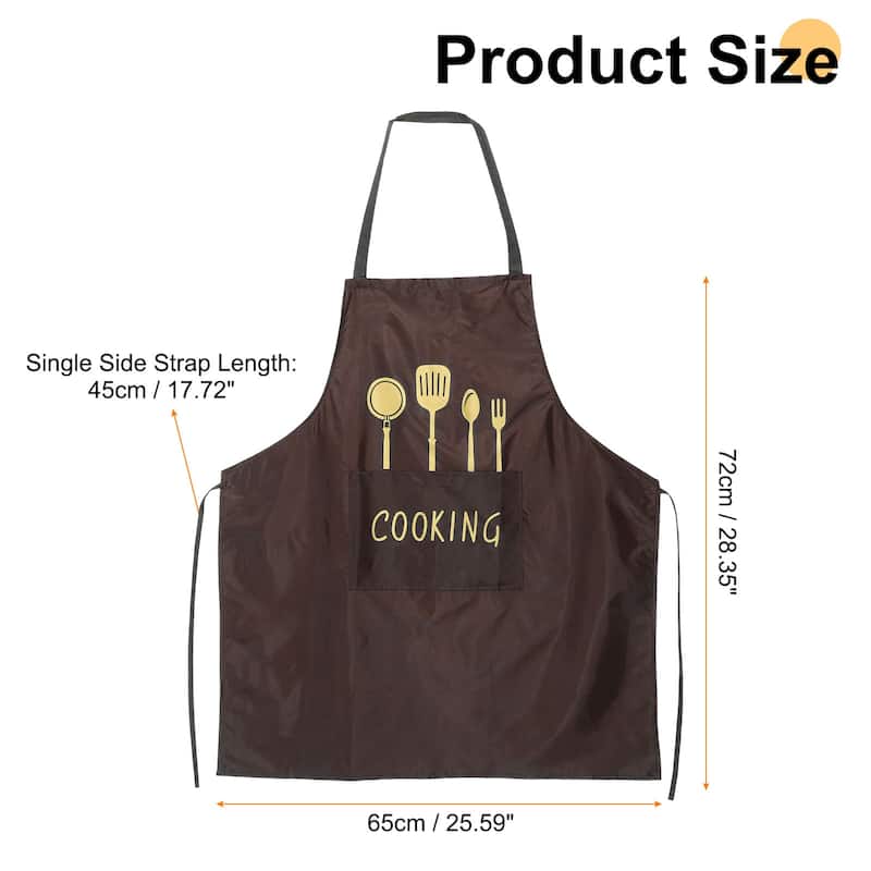 2pcs Bib Apron 72x65cm Unisex Cooking Aprons with 2 Pockets - 28.35" x 25.59" - Coffee