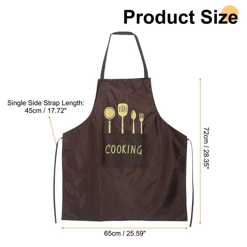 Bib Apron 72x65cm Unisex Cooking Aprons with 2 Pockets - 28.35" x 25.59" - Coffee