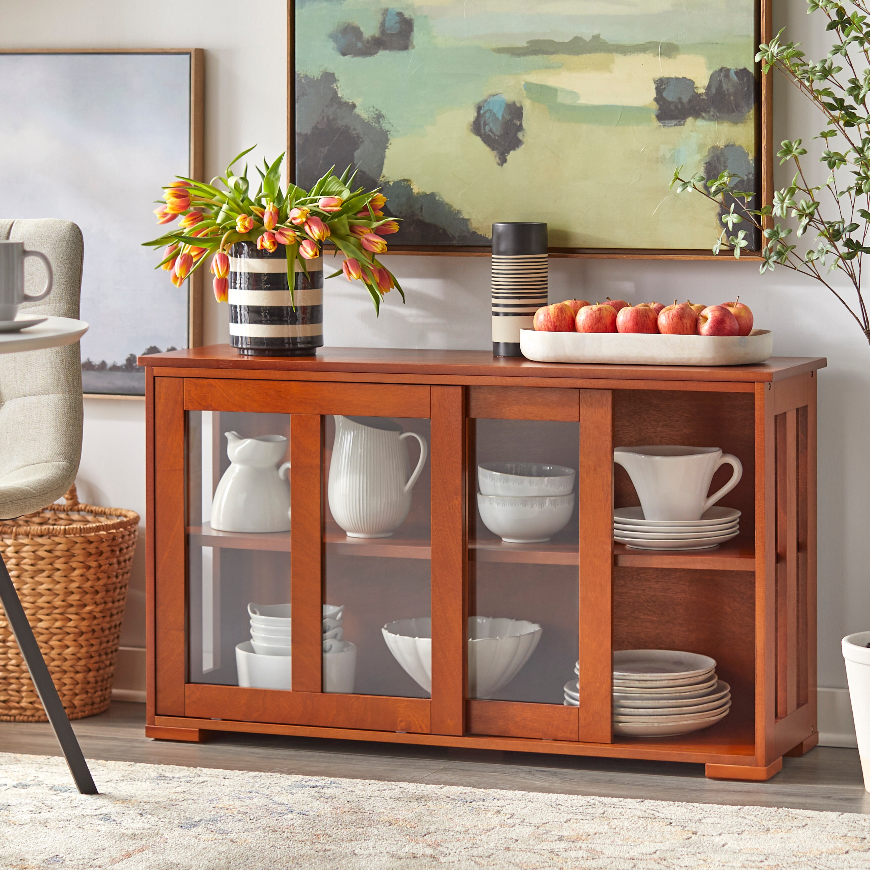 Porch & Den Jefferson Sliding Glass Door Stackable China Cabinet