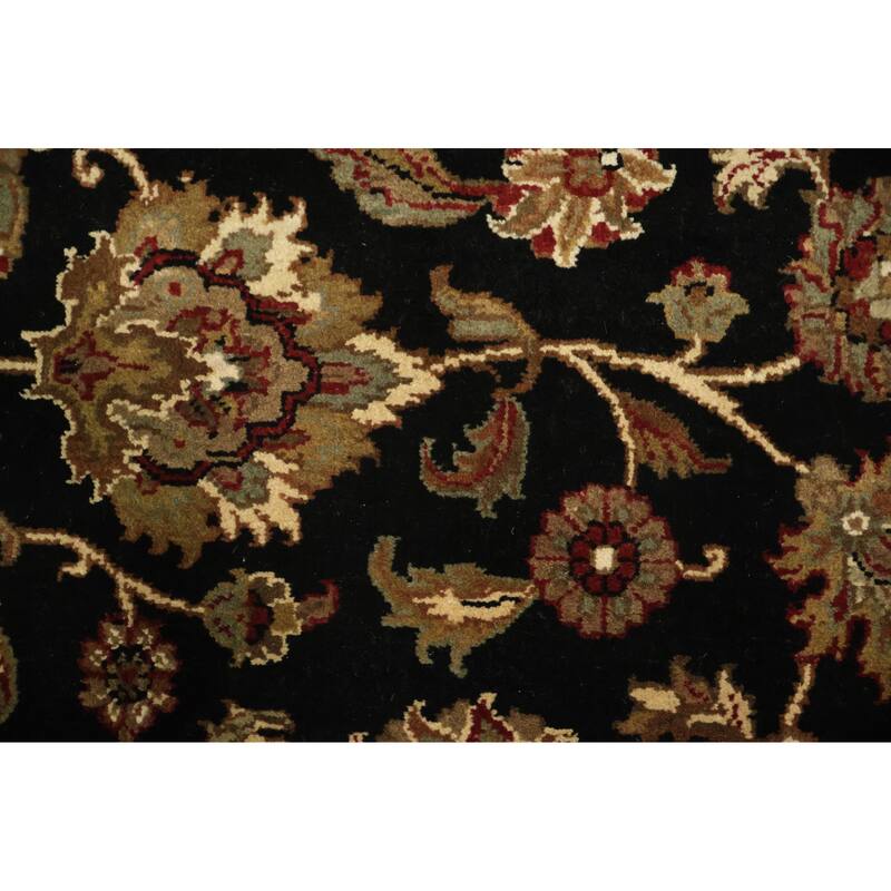 Hand Knotted Oriental 100% Wool Carpet Traditional All-Over Black Agra Area Rug - 8' 1'' X 8' 3''