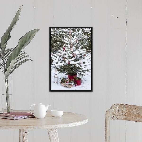 Shop Snowy Christmas Tree With Decorations Black Float Frame