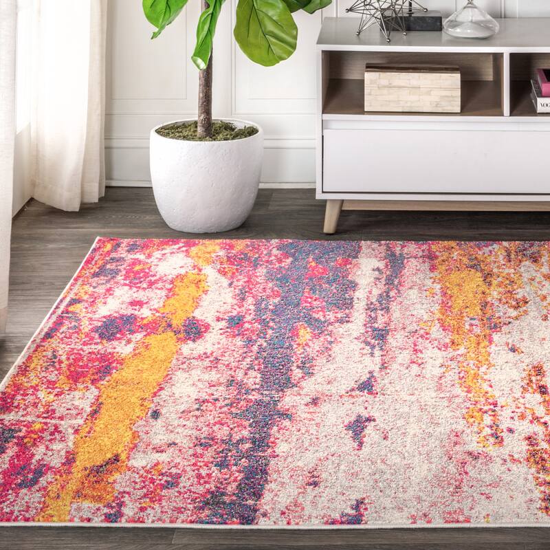 JONATHAN Y Groovy POP Modern Abstract Brushstroke Area Rug