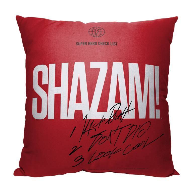 DC Shazam Check List 18 Inch Throw Pillow