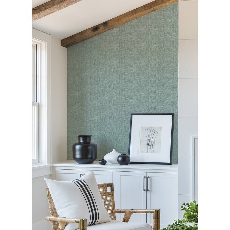 A-Street Prints Snuggle Teal Woven Texture Wallpaper