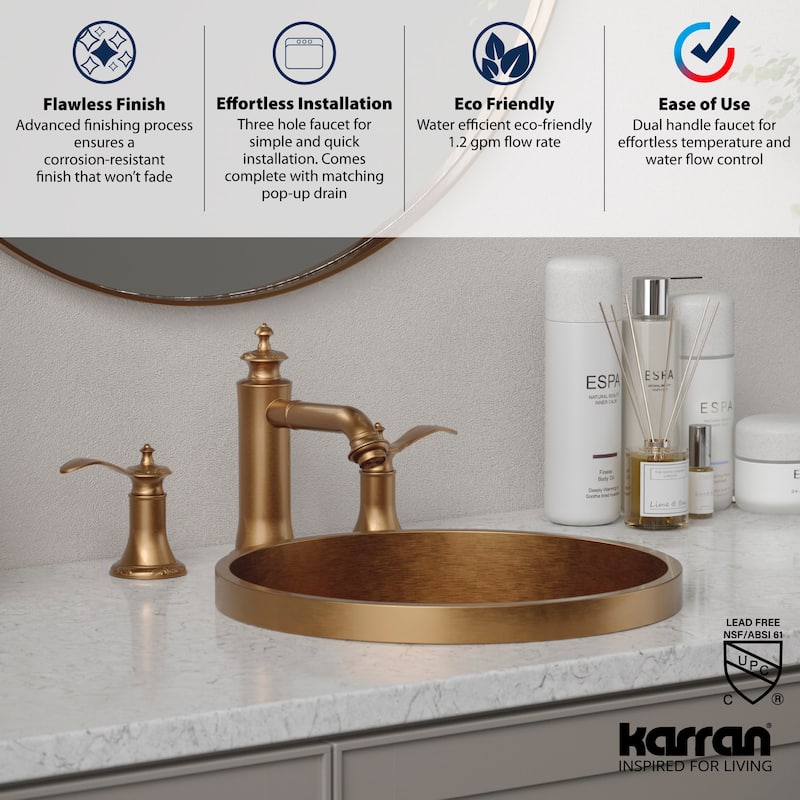 Karran USA KBF474 Vineyard 1.2 GPM Widespread Bathroom Faucet