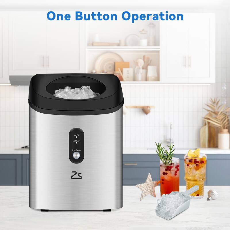33Lbs/24H Countertop Nugget Ice Maker, Portable with Ice Scoop