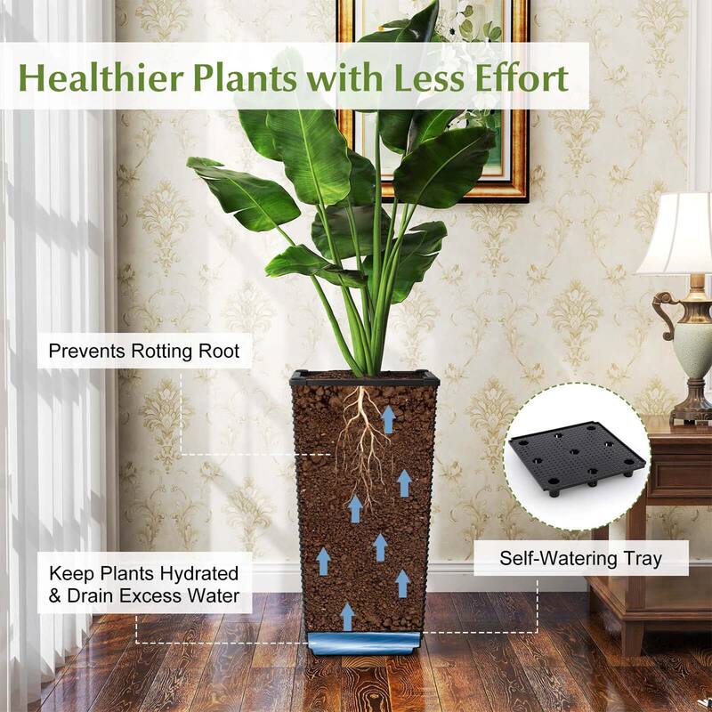 Costway 23" Tall Planters Set of 2 Rattan Wicker Plant Pot - See Details