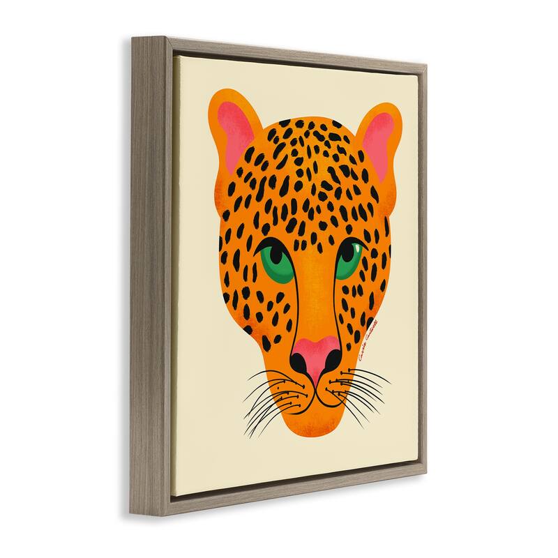 Stupell Modern Leopard Wildlife Face Framed Floater Canvas Wall Art Design By Carrie Cantwell