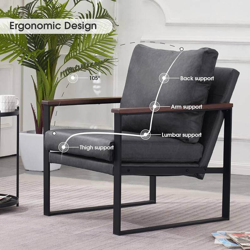 MCombo set of 2 Modern Accent Chair with Upholstered Cushion, Faux Leather HQ304