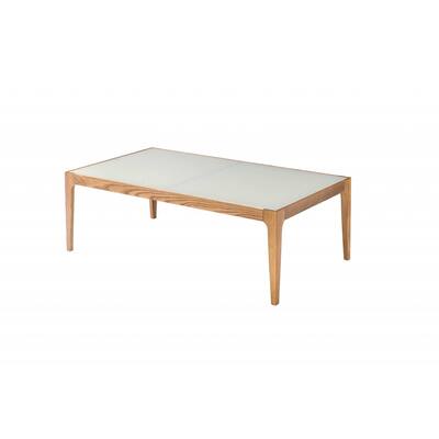 43" X 24" X 15" Natural And Frost Glass Coffee Table