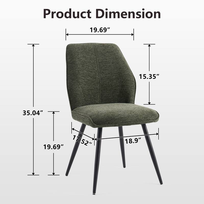 Mid Century Modern Armless Fabric Dining Room Chairs Set of 2