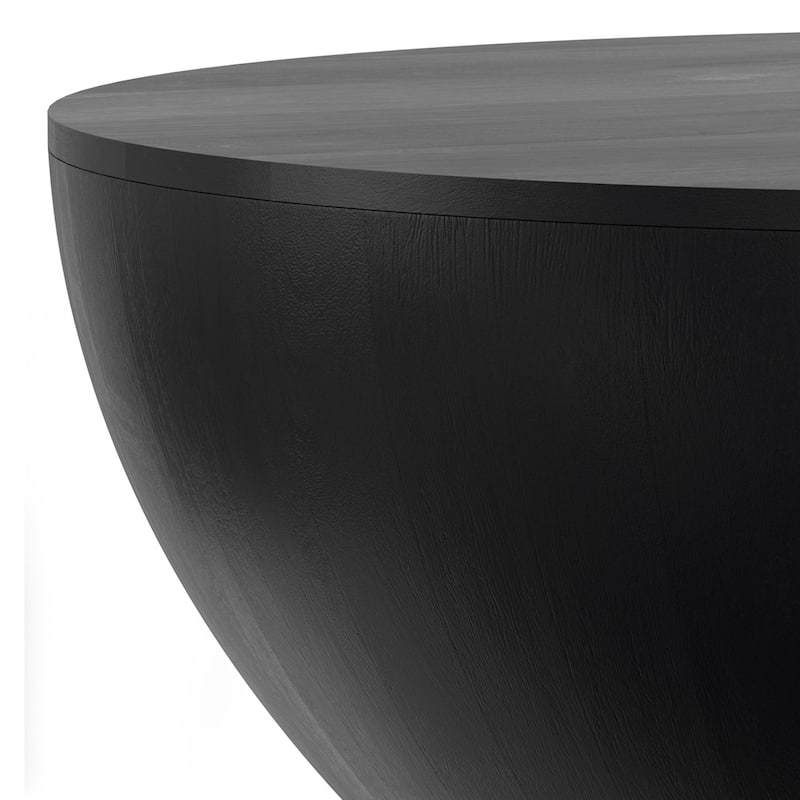 WYNDENHALL Keystone 34 inch Wide Solid Mango Modern Industrial Drum Coffee Table & Assembled