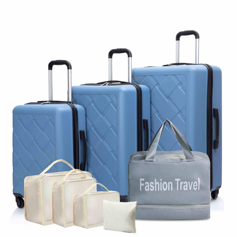 Hardshell Suitcase with Spinner Wheels ABS Luggage Sets 8-Piece Set (20/24/28+portable handbag + 4 pieces storage bag set) - Blue