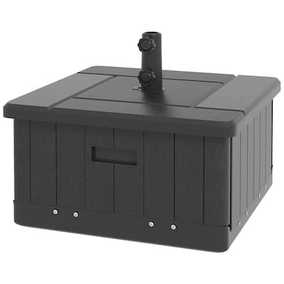 3 in 1 Outdoor Umbrella Base with Coffee Table and Planter Box Heavy Duty Sand Fillable Fits 1.5 to 1.9 Inch Poles