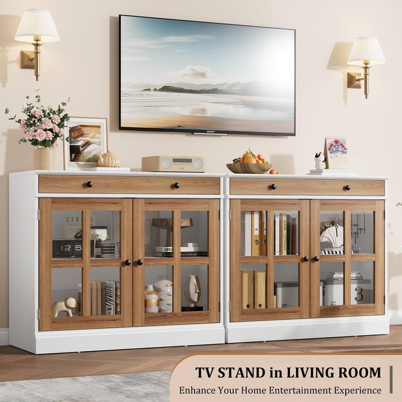 35.4" Sideboard Buffet Cabinets with Glass Door