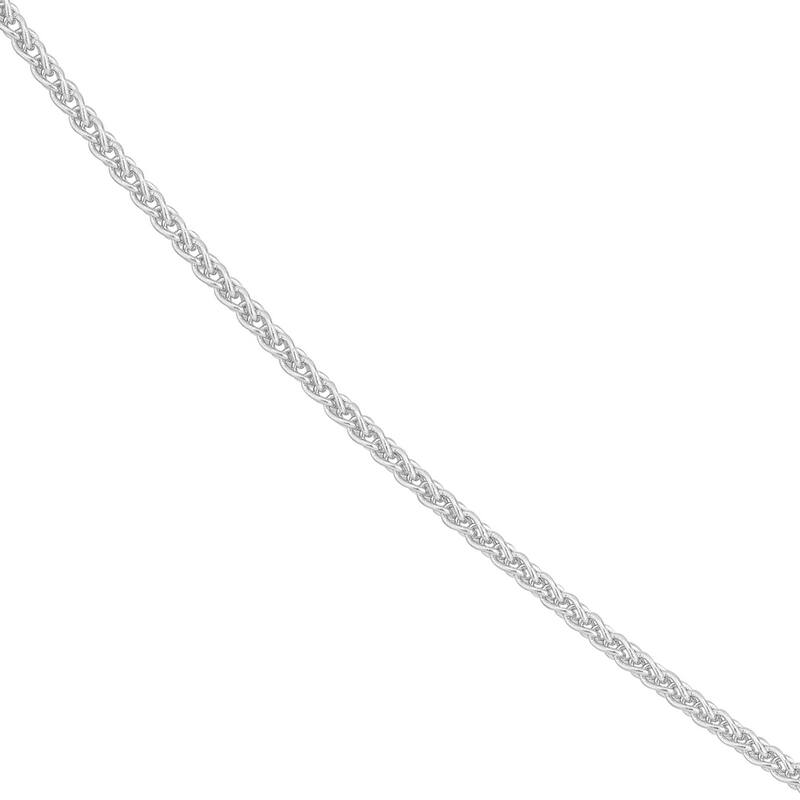 Curata 14k White Gold 1.25mm Round Wheat Chain Necklace (Lobster)