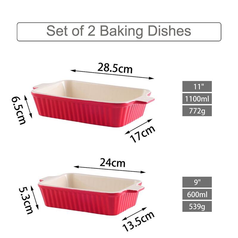 MALACASA Series Bake.Bake, Rectangle Porcelain Bakeware Set