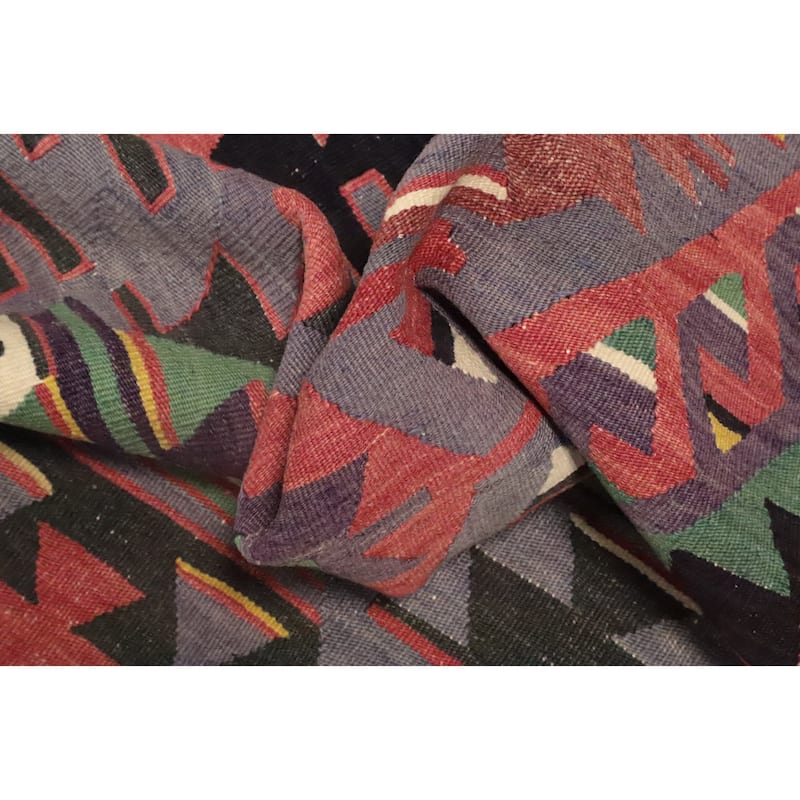 Hand Woven Oriental 100% Wool Carpet Southwestern Tribal Purples Kilim Area Rug - 7' 4'' X 5' 11''